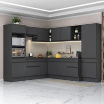 Armário de Cozinha Completa de Canto com Rodapé Veneza Multimóveis MP2082.895 Preto