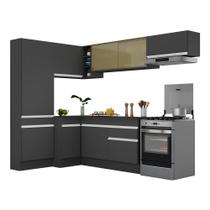 Armário de Cozinha Completa de Canto com Rodapé Veneza Multimóveis MP2087.898 Preto/Branco