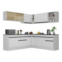 Armário de Cozinha Completa de Canto com Rodapé Veneza Multimóveis MP2096.964 Branco/Preto