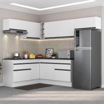 Armário de Cozinha Completa de Canto com Rodapé Veneza Multimóveis MP2104.964 Branco/Preto Armário de Cozinha Completa de Canto com Rodapé Veneza Multimóveis MP2104.964 Branco/Preto