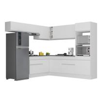 Armário De Cozinha Completa De Canto Com Rodapé Veneza Multimóveis V2105 Branco Branco