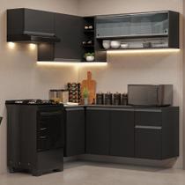 Armário de Cozinha Completa de Canto Suspenso 325 cm Preto Nice Madesa 02 Armário de Cozinha Completa de Canto Suspenso 325 cm Preto Nice Madesa 02