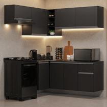 Armário de Cozinha Completa de Canto Suspenso 325 cm Preto Nice Madesa 05 Armário de Cozinha Completa de Canto Suspenso 325 cm Preto Nice Madesa 05