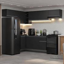 Armário de Cozinha Completa de Canto Suspenso 405 cm Preto Nice Madesa 01