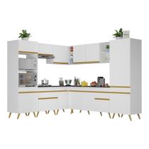 Armário De Cozinha Completa De Canto V2046 Branco/dourado