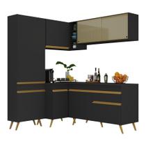 Armário De Cozinha Completa De Canto V2054 Preto/dourado