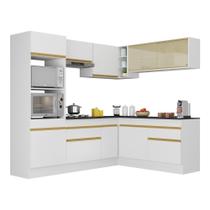 Armário De Cozinha Completa De Canto V2099 Branco/dourado