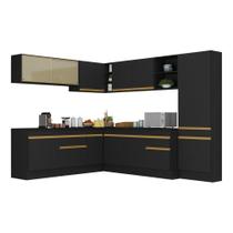 Armário De Cozinha Completa De Canto V2100 Preto/dourado