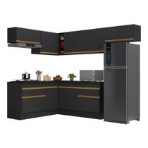 Armário De Cozinha Completa De Canto V2104 Preto/dourado