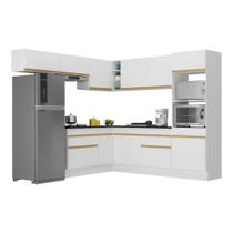 Armário De Cozinha Completa De Canto V2105 Branco/dourado