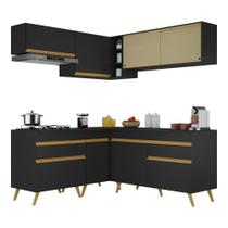 Armário De Cozinha Completa De Canto Veneza Multimóveis V2062 Preto/dourado Preto/dourado Armário De Cozinha Completa De Canto Veneza Multimóveis V2062 Preto/dourado Preto/dourado