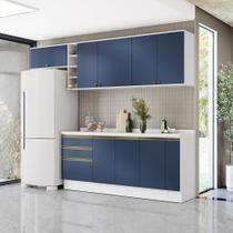 Armário De Cozinha Completa Garrafeiro 100% Mdf 280cm Branco/azul Profundo Celeste Kappesberg Armário De Cozinha Completa Garrafeiro 100% Mdf 280cm Branco/azul Profundo Celeste Kappesberg