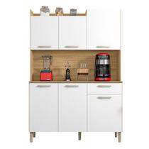 Armário De Cozinha Completa Genova 6 Portas 1 Gaveta Freijó / Branco Armário De Cozinha Completa Genova 6 Portas 1 Gaveta Freijó / Branco