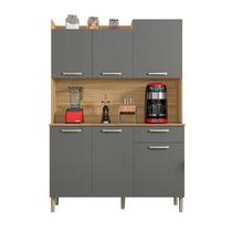 Armário De Cozinha Completa Genova 6 Portas 1 Gaveta Freijó / Grafite Armário De Cozinha Completa Genova 6 Portas 1 Gaveta Freijó / Grafite