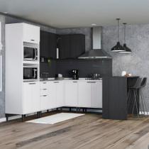 Armário De Cozinha Completa Miami New Carraro Branco E Preto Touch Armário De Cozinha Completa Miami New Carraro Branco E Preto Touch