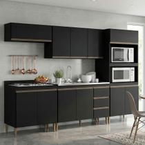 Armário de Cozinha Completa Modulada Milão Menu Móveis Preto