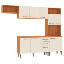 Armário de Cozinha Completa Suspensa com Armário e Balcão 9 Portas 2 Gavetas Malu CL16 Cor Cinamomo/Off White - Fellicci