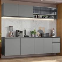 Armário De Cozinha Completa Suspenso 240cm Nice Madesa 05 Cinza Armário De Cozinha Completa Suspenso 240cm Nice Madesa 05 Cinza