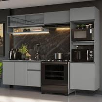 Armário De Cozinha Completa Suspenso 260cm Nice Madesa 10 Cinza