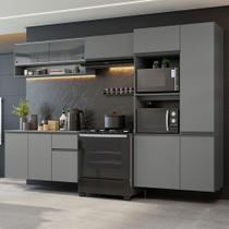 Armário De Cozinha Completa Suspenso 300cm Cinza Nice Madesa 07 Cinza