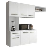 Armário de Cozinha Completa Suspenso com Balcão 6 Portas 1 Gaveta Belíssima Branco Aramóveis