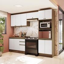 Armário de Cozinha Completa Torre Quente 100% MDF 270cm Nogueira/Branco Celeste Kappesberg Armário de Cozinha Completa Torre Quente 100% MDF 270cm Nogueira/Branco Celeste Kappesberg