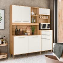 Armário De Cozinha Completo 5 Portas 3 Gavetas 180cm Freijó Off White Cristal Shepherd Shop Jm