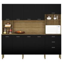 Armário de Cozinha Completo 9 Portas Sófia Freijó Nero Armário de Cozinha Completo 9 Portas Sófia Freijó Nero