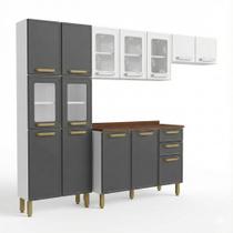 Armário de Cozinha Completo de Aço Bertolini Bella 4 Peças 14 Portas 2 Gavetas 280cm Cor Grafite/Branco