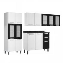 Armário de Cozinha Completo de Aço Bertolini Multipla 4 Peças 14 Portas 2 Gavetas 245cm Cor Grafite/Branco