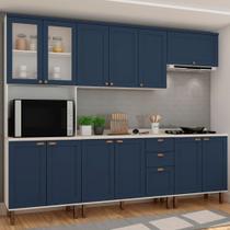 Armário de Cozinha Completo Genialflex Iluminata Branco Azul