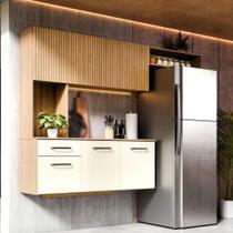 Armário De Cozinha Completo Joana Com 6 Portas E 1 Gaveta Para Cozinha Compacta Ripado Off