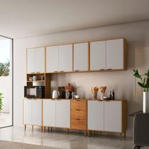 Armário de Cozinha Completo Luísa 100 MDF 5 Peças 13 Portas 3 Gavetas 260cm Moderna Mobília Armário de Cozinha Completo Luísa 100 MDF 5 Peças 13 Portas 3 Gavetas 260cm Moderna Mobília