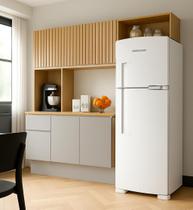 Armário De Cozinha Completo Suspenso Com 5 Portas E 2 Gavetas Compacto 180cm Cor Damasco Ripado OffWhite