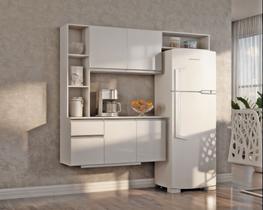 Armário De Cozinha Completo Suspenso Com 5 Portas E 2 Gavetas Compacto Cor Branco Poquema