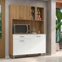 Armário De Cozinha Completo Viena Plus Com Balcão 4 Portas Branca-ripado