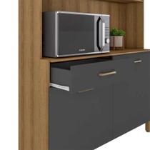 Armário De Cozinha Completo Viena Plus Com Balcão 4 Portas Grafite