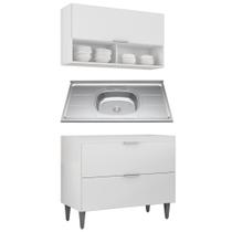 Armário de Cozinha CP01 Com Pia 100cm Pérola Z34 Branco - Mpozenato