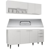Armário de Cozinha CP01 Com Pia 180cm Pérola Z34 Branco - Mpozenato