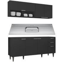 Armário de Cozinha CP01 Com Pia 180cm Pérola Z34 Preto - Mpozenato