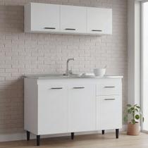 Armário de Cozinha Cp01 com Pia Inox Classic Z46 Branco - Mpozenato