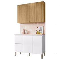Armário De Cozinha Cp01 E Tampo 120cm Minsk Z06 Branco/freijó - Mpozenato