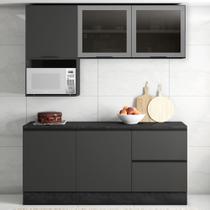 Armário de Cozinha CP01 e Tampo Grace Grafite Z44 - Mpozenato