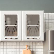 Armário de Cozinha de Aço Aéreo Duplo Star com Vidro Branco