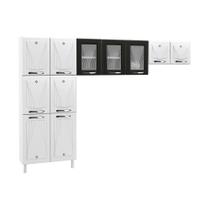 Armário de Cozinha de Aço Compacta Clara Multimóveis 3 Peças CR6153 Branco/Preto