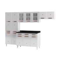 Armário de Cozinha de Aço Completa com Balcão Regina Multimóveis Glass CR6139 Branco