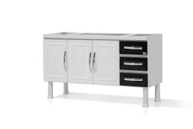 Armario de cozinha de aço para pia 1.50 desmontado branco c/preto - marroart