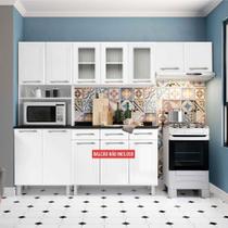 Armário de Cozinha de Aço Telasul Topázio C/ Vidro 3 Peças Branco - Telasul