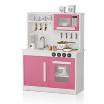 Armário De Cozinha de Brinquedo Infantil MDF Branco/rosa