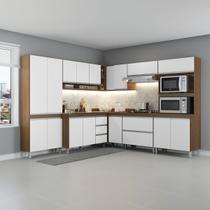 Armário de Cozinha de Canto Modulada Sabrina 252/254x202 Cm 8 Peças MDP Branco MENU